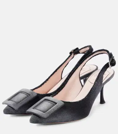Roger Vivier Fringed denim slingback pumps | Thumbnail 6