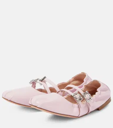 Roger Vivier Crystal-embellished leather Mary Jane flats | Thumbnail 3
