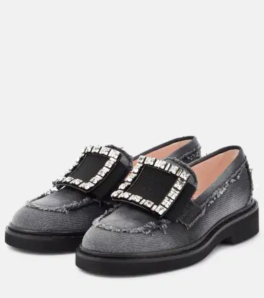 Roger Vivier Viv' Rangers embellished denim loafers | Thumbnail 4