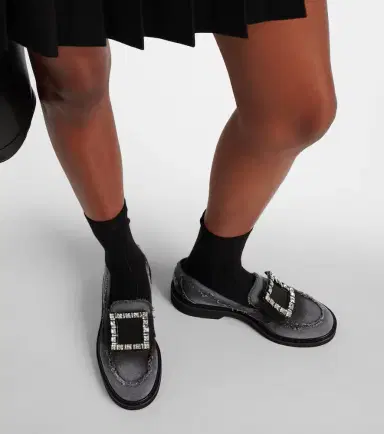 Roger Vivier Viv' Rangers embellished denim loafers | Thumbnail 5
