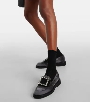 Roger Vivier Viv' Rangers embellished denim loafers | Thumbnail 7