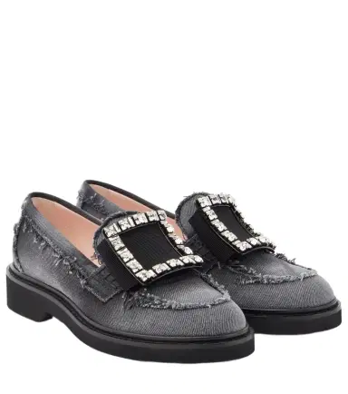 Roger Vivier Viv' Rangers embellished denim loafers | Thumbnail 1