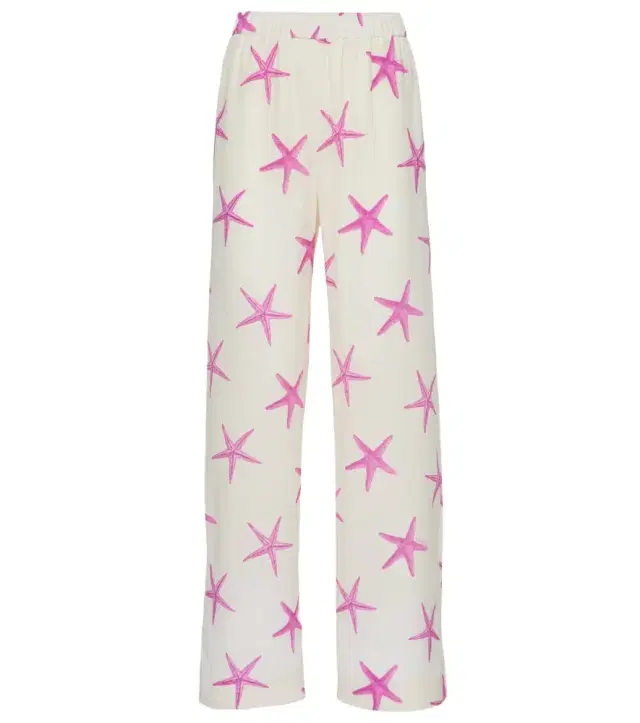 Valentino Printed high-rise silk wide-leg pants