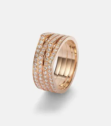 Repossi Antifer 4 rows 18kt rose gold ring with diamonds | Thumbnail 2