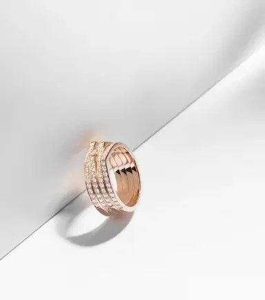 Repossi Antifer 4 rows 18kt rose gold ring with diamonds | Thumbnail 4