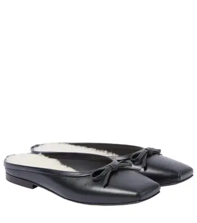 Brunello Cucinelli Monili shearling-lined leather mules | Thumbnail 1
