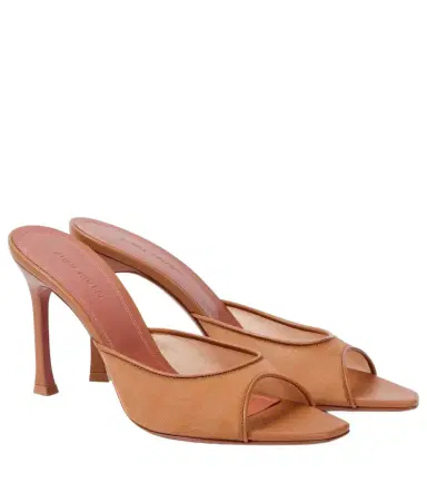 Amina Muaddi Alexa 95 leather-trimmed mesh mules | Thumbnail 1 Amina Muaddi Alexa 95 leather-trimmed mesh mules | Thumbnail 1