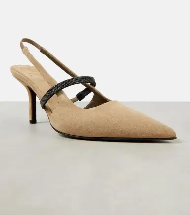 Brunello Cucinelli Monili suede slingback pumps | Thumbnail 2