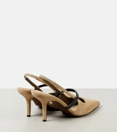 Brunello Cucinelli Monili suede slingback pumps | Thumbnail 4