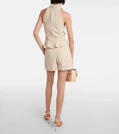 Veronica Beard Drey halterneck cotton seersucker top | Thumbnail 3