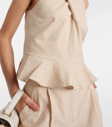 Veronica Beard Drey halterneck cotton seersucker top | Thumbnail 4