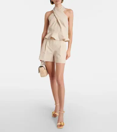 Veronica Beard Drey halterneck cotton seersucker top | Thumbnail 5