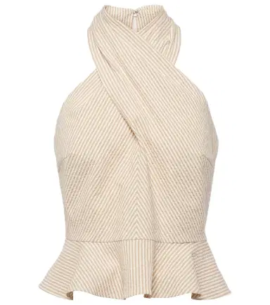 Veronica Beard Drey halterneck cotton seersucker top | Thumbnail 1
