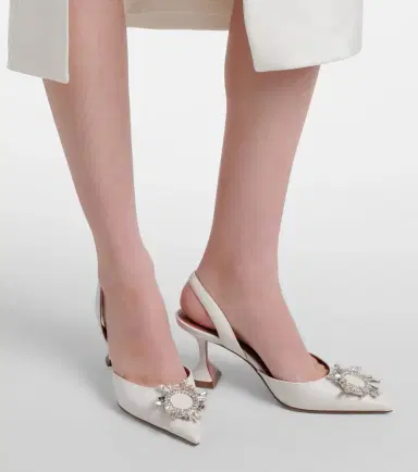 Amina Muaddi Begum 70 leather slingback pumps | Thumbnail 5 Amina Muaddi Begum 70 leather slingback pumps | Thumbnail 5
