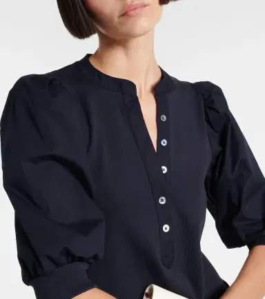 Veronica Beard Coralee puff-sleeve cotton-blend top | Thumbnail 2 Veronica Beard Coralee puff-sleeve cotton-blend top | Thumbnail 2