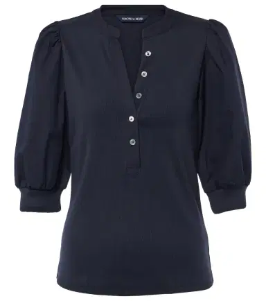 Veronica Beard Coralee puff-sleeve cotton-blend top | Thumbnail 1 Veronica Beard Coralee puff-sleeve cotton-blend top | Thumbnail 1