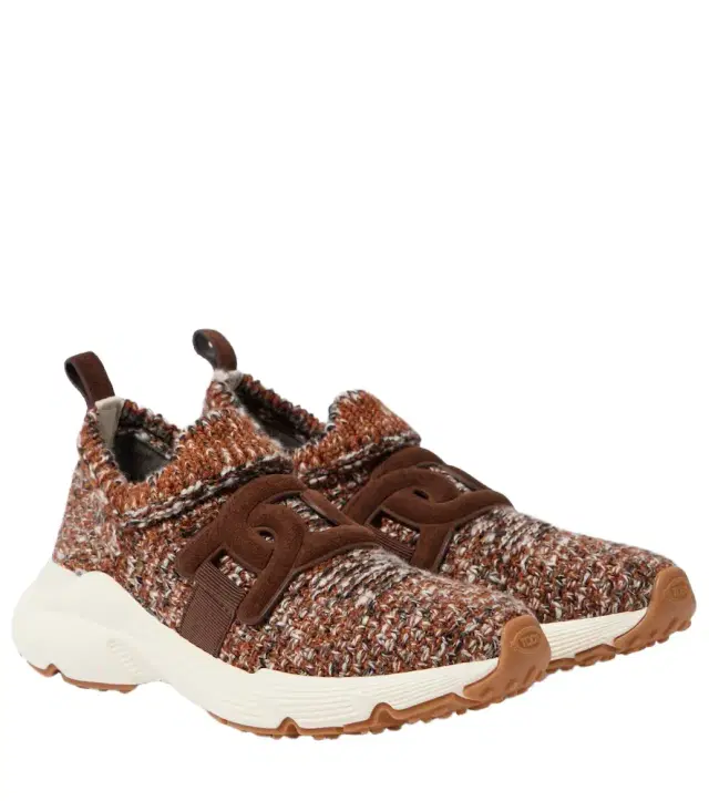 Tod's Knitted leather-trimmed sneakers