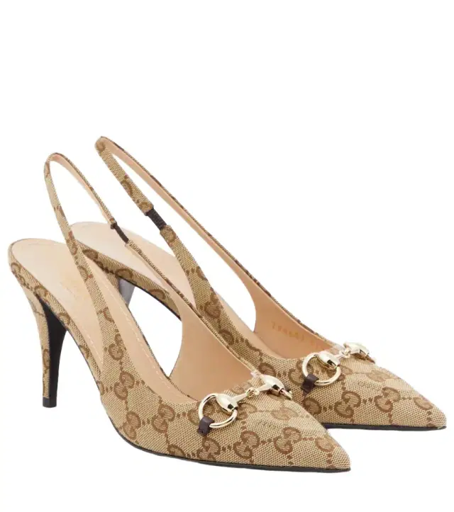 Gucci Horsebit GG Canvas slingback pumps