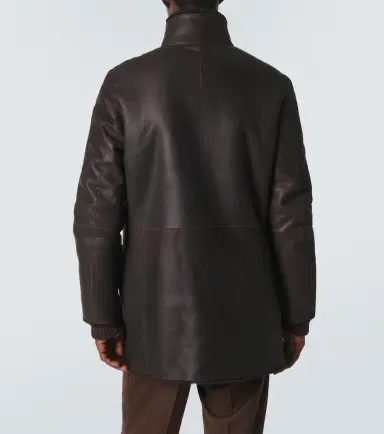 Giorgio Armani Reversible leather and shearling peacoat | Thumbnail 2 Giorgio Armani Reversible leather and shearling peacoat | Thumbnail 2