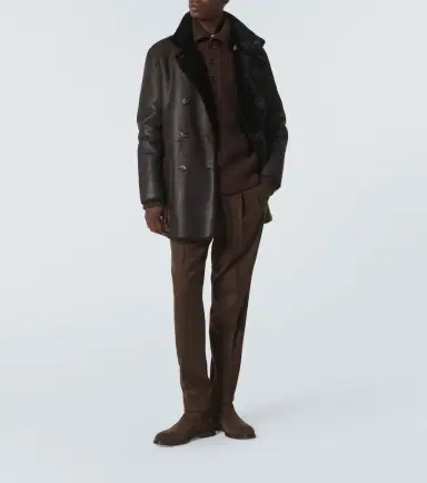 Giorgio Armani Reversible leather and shearling peacoat | Thumbnail 4 Giorgio Armani Reversible leather and shearling peacoat | Thumbnail 4