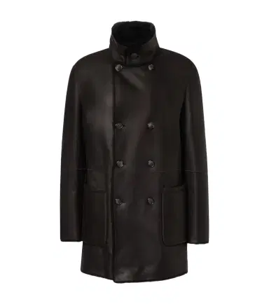 Giorgio Armani Reversible leather and shearling peacoat | Thumbnail 1 Giorgio Armani Reversible leather and shearling peacoat | Thumbnail 1