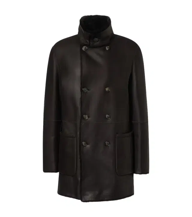 Giorgio Armani Reversible leather and shearling peacoat