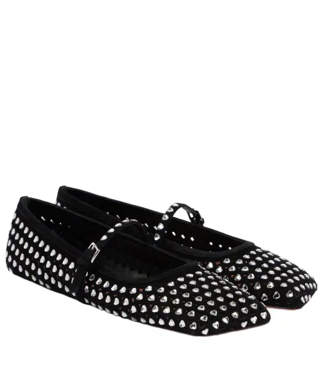 Amina Muaddi Ane crystal-embellished leather Mary Jane flats