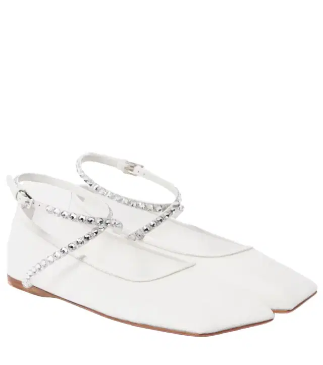 Amina Muaddi Ane embellished mesh ballet flats