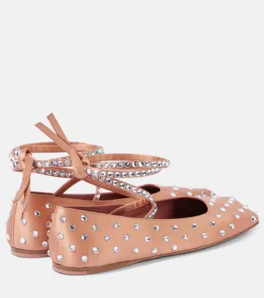 Amina Muaddi Ane crystal-embellished satin ballet flats | Thumbnail 2