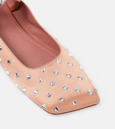 Amina Muaddi Ane crystal-embellished satin ballet flats | Thumbnail 3