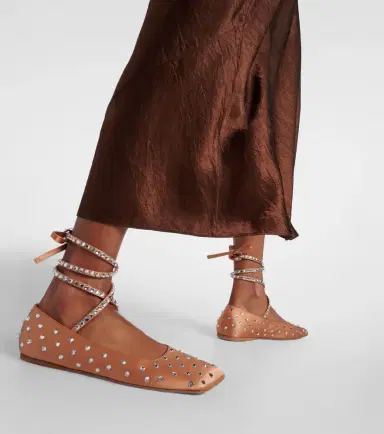 Amina Muaddi Ane crystal-embellished satin ballet flats | Thumbnail 6