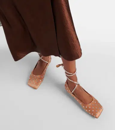 Amina Muaddi Ane crystal-embellished satin ballet flats | Thumbnail 7