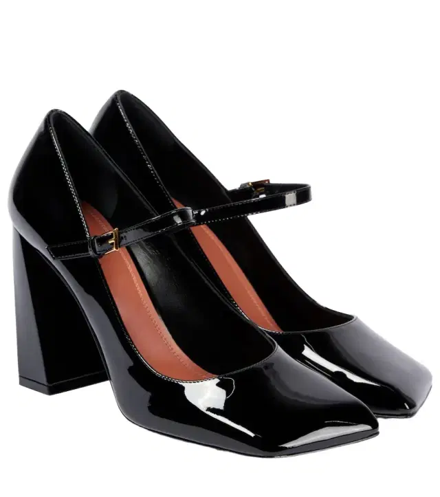 Amina Muaddi Charlotte 95 patent leather Mary Jane pumps