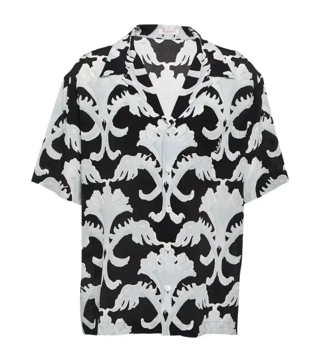 Valentino Printed silk bowling shirt