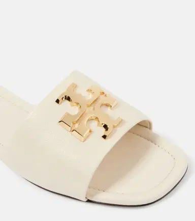 Tory Burch Eleanor T Monogram leather slides | Thumbnail 4 Tory Burch Eleanor T Monogram leather slides | Thumbnail 4