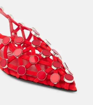 The Attico Grid studded suede slingback flats | Thumbnail 2