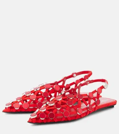 The Attico Grid studded suede slingback flats | Thumbnail 4