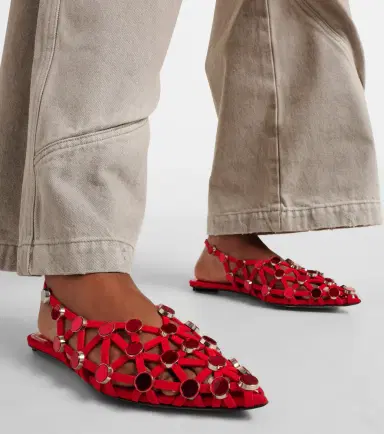 The Attico Grid studded suede slingback flats | Thumbnail 5