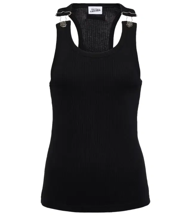 Ribbed-knit cotton tank top