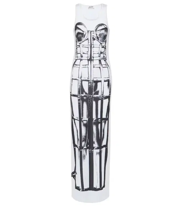 Jean Paul Gaultier Trompe l'oeil jersey maxi dress