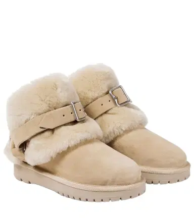 Burberry Shearling-trimmed suede ankle boots | Thumbnail 1 Burberry Shearling-trimmed suede ankle boots | Thumbnail 1