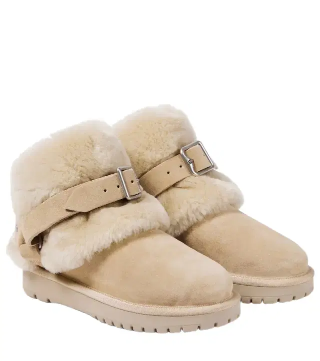 Burberry Shearling-trimmed suede ankle boots
