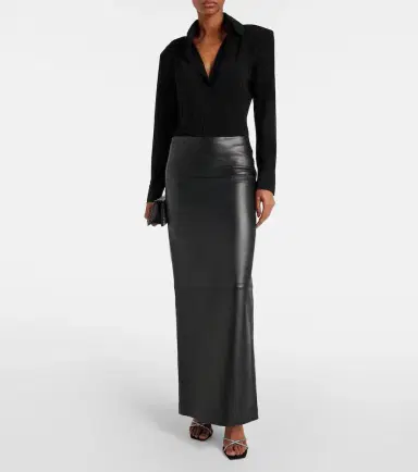 Mônot Mônot Low-rise leather maxi skirt | Thumbnail 5