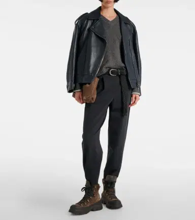 Brunello Cucinelli Pleated cotton-blend jersey sweatpants | Thumbnail 4