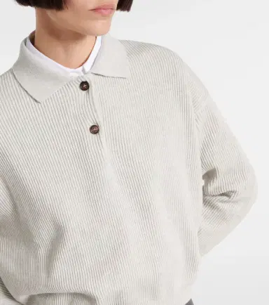 Brunello Cucinelli Ribbed-knit cotton polo sweater | Thumbnail 3
