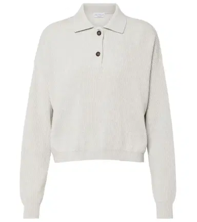 Brunello Cucinelli Ribbed-knit cotton polo sweater | Thumbnail 1