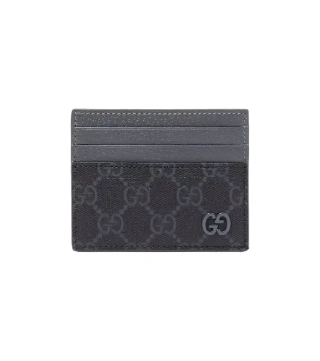 Gucci Leather-trimmed GG canvas card holder