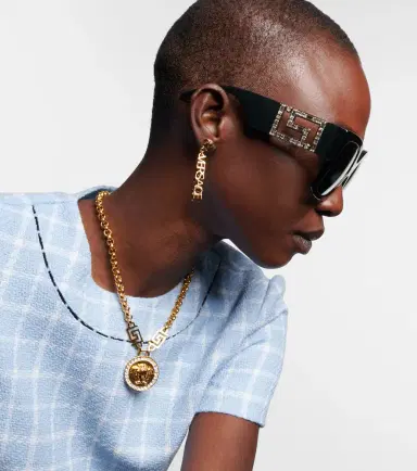 Versace Greca embellished oversized sunglasses | Thumbnail 5