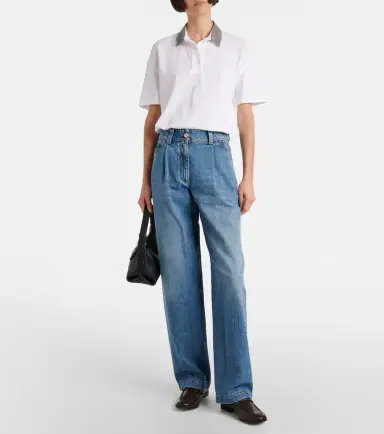 Brunello Cucinelli Pleated high-rise wide-leg jeans | Thumbnail 2