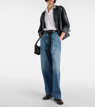 Brunello Cucinelli Pleated high-rise wide-leg jeans | Thumbnail 3